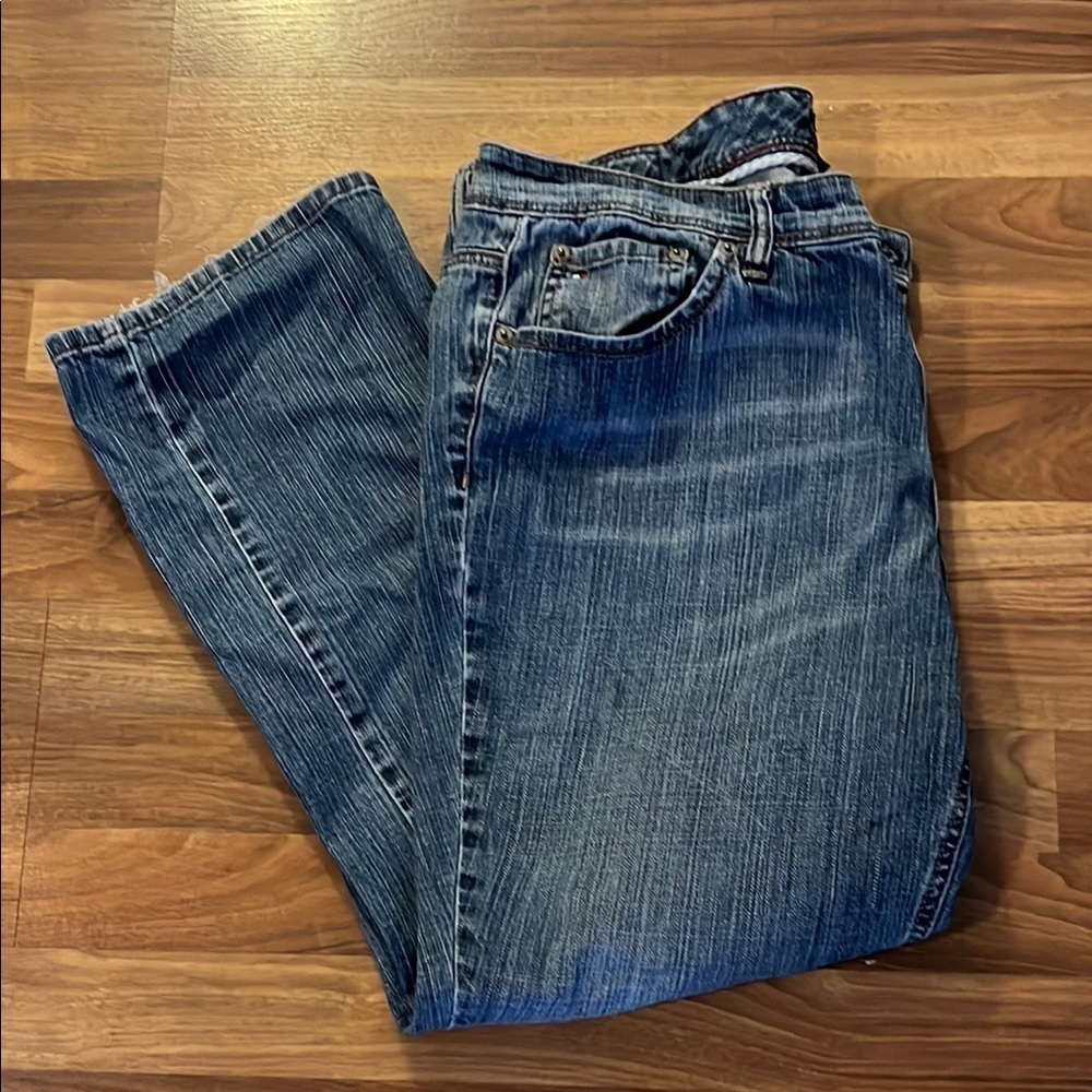 Acid wash wide leg straight leg jeans